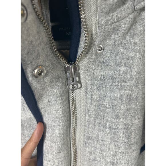 J Crew Coat 4 Gray Italian Stadium Cloth Nello Gori Wool Quilt Lined Fur Trim - Picture 7 of 14